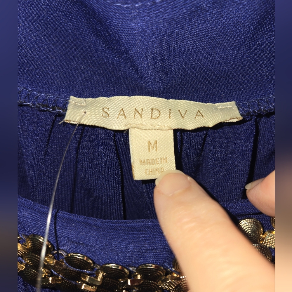 Sandiva Women's M Elegant Navy Blue Dress NEW - Picture 4 of 10